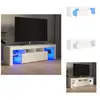 vidaXL Armoire TV avec éclairage LED Blanc 140x36,5x40 cm - Meuble TV
