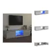 Vidaxl - Meuble tv avec lumières led gris béton 140x40x35,5 cm - Meubl...