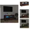 vidaXL Armoire TV avec lampes LED chêne fumé 90x35x40 cm - Meuble TV