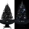 The Living Store Sapin de Noël à neige avec pied de parasol Noir 140 c...