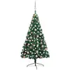 Demi-arbre de Noël artificiel pré-éclairé et boules vert 120 cm - The Living Store