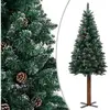 The Living Store Sapin de Noël élancé avec bois véritable et neige Ver...