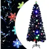 The Living Store Sapin de Noël avec flocons de neige LED Noir 180 cm F...
