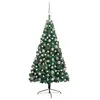 Demi-arbre de Noël artificiel pré-éclairé et boules vert 150 cm The Living Store Vert