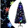 The Living Store Sapin de Noël avec flocons de neige LED Noir 150 cm F...