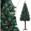 The Living Store Arbre de Noël élancé avec bois véritable et neige Ver...