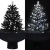 The Living Store Sapin de Noël à neige avec pied de parasol Noir 75 cm...
