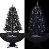 The Living Store Sapin de Noël à neige avec pied parasol noir 170 cm P...