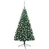 The Living Store - Demi-arbre de Noël artificiel pré-éclairé et boules vert 180 cm Vert