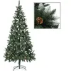 Sapin de Noël avec pommes de pin et paillettes blanches 210 cm - The Living Store - Vert