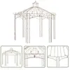 The Living Store Pavillon de jardin Marron antique 4 m Fer - Abri Jardin - Gazebo - Pergola - Structure Extérieure - Décoration Jardin