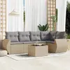 vidaXL Salon de jardin avec coussins 6 pcs beige résine tressée
