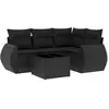 vidaXL Salon de jardin 5 pcs avec coussins noir résine tressée