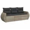 vidaXL Salon de jardin avec coussins 3 pcs gris clair résine tressée