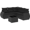 vidaXL Salon de jardin 6 pcs avec coussins noir résine tressée