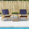 vidaXL Chaises pliables de jardin lot de 2 avec table bleu foncé bois