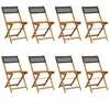 vidaXL Chaises de jardin pliantes lot de 8 noir poly rotin bois massif