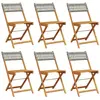 vidaXL Chaises de jardin pliantes lot de 6 gris poly rotin bois massif