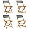 vidaXL Chaises de jardin pliantes lot de 4 noir poly rotin bois massif