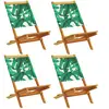 vidaXL Chaises de jardin pliantes lot de 4 vert tissu et bois massif