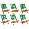 vidaXL Chaises de jardin pliantes lot de 6 vert tissu et bois massif