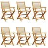 vidaXL Chaises de jardin pliantes lot de 6 beige bois d'acacia massif