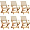 vidaXL Chaises de jardin pliantes lot de 6 beige rotin et bois massif