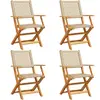 vidaXL Chaises de jardin pliantes lot de 4 beige rotin et bois massif