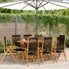 vidaXL Chaises inclinables de jardin lot de 8 noir bois massif acacia