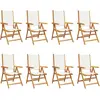 vidaXL Chaises inclinables de jardin lot de 8 tissu et bois massif