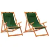 vidaXL Chaises de plage pliables lot de 2 vert tissu