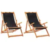 vidaXL Chaises de plage pliables lot de 2 noir tissu