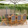 vidaXL Chaises inclinables de jardin lot de 8 tissu et bois massif