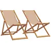 vidaXL Chaises de plage pliantes lot de 2 taupe tissu et bois massif