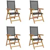 vidaXL Chaises inclinables de jardin lot de 4 noir rotin bois massif