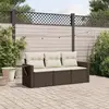 vidaXL Salon de jardin avec coussins 3 pcs marron résine tressée
