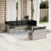 vidaXL Salon de jardin 9 pcs avec coussins gris clair résine tressée