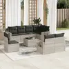 vidaXL Salon de jardin 9 pcs avec coussins gris clair résine tressée