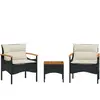 vidaXL Salon de jardin 3 pcs avec coussins noir résine tressée