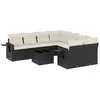 vidaXL Salon de jardin 9 pcs avec coussins noir résine tressée