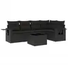 vidaXL Salon de jardin 6 pcs avec coussins noir résine tressée