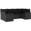vidaXL Salon de jardin 6 pcs avec coussins noir résine tressée