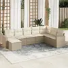vidaXL Salon de jardin avec coussins 8 pcs beige résine tressée