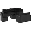 vidaXL Salon de jardin 9 pcs avec coussins noir résine tressée