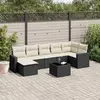 vidaXL Salon de jardin 8 pcs avec coussins noir résine tressée