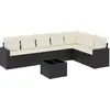 vidaXL Salon de jardin 8 pcs avec coussins noir résine tressée