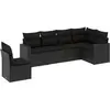 vidaXL Salon de jardin 6 pcs avec coussins noir résine tressée