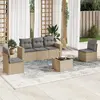 vidaXL Salon de jardin avec coussins 6 pcs beige résine tressée
