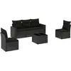 vidaXL Salon de jardin 6 pcs avec coussins noir résine tressée