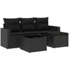 vidaXL Salon de jardin 5 pcs avec coussins noir résine tressée